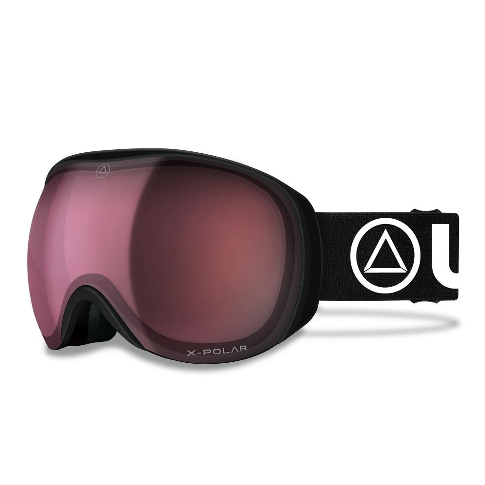 Blizzard Black / Cherry ski goggles featuring advanced X-POLAR lens technology for enhanced visibility in adverse weather conditions.