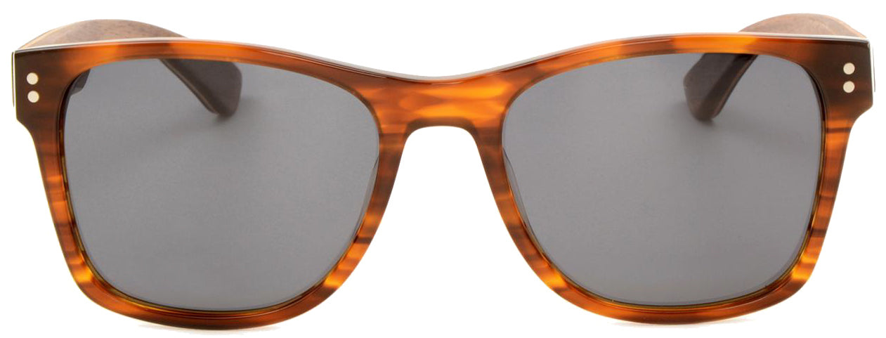 Bobby Acetate & Wood Sunglasses featuring a classic Wayfarer design with sustainable materials.