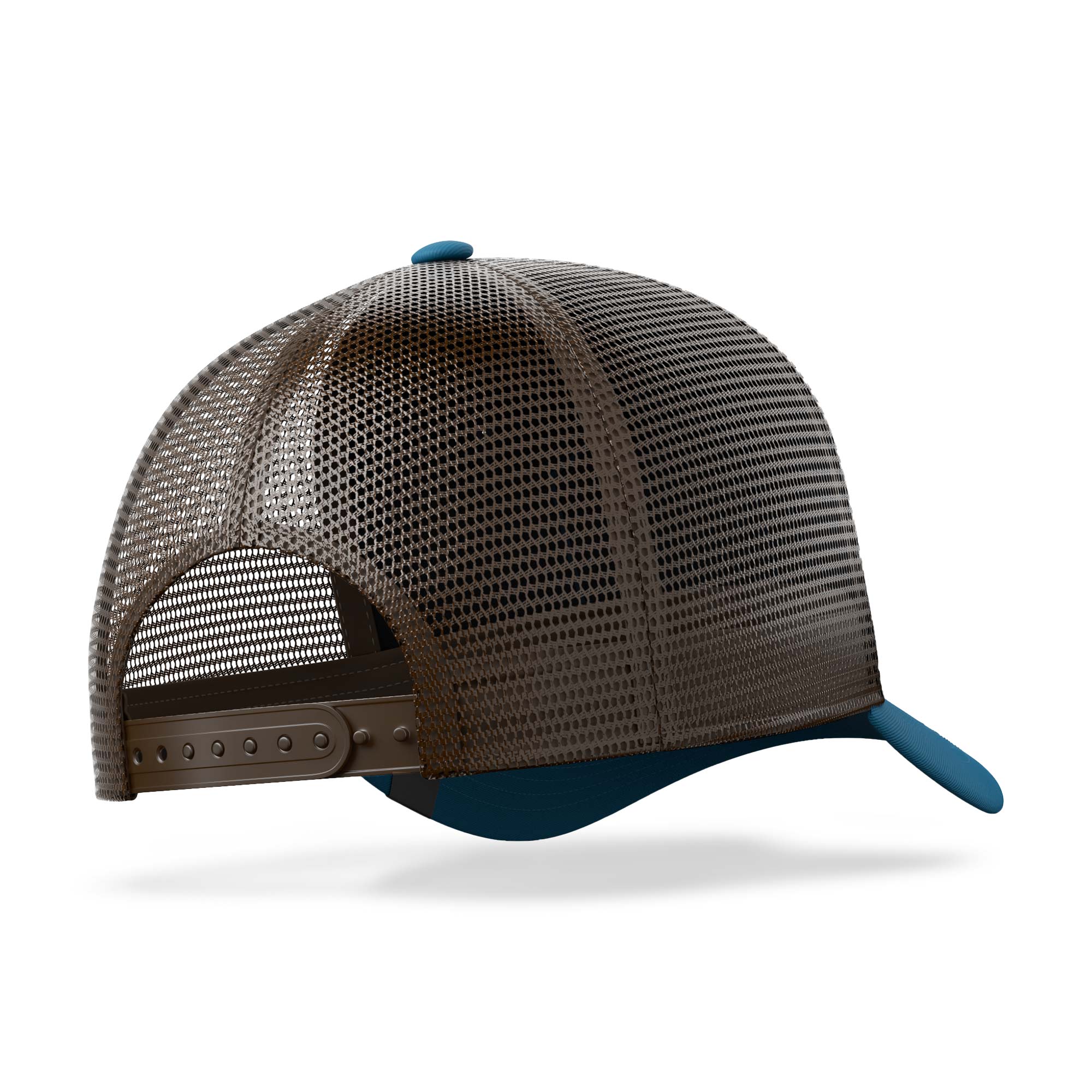 Born to Dunk Brown/Blue trucker cap with cotton front and mesh back, featuring a Snapback closure and curved visor.