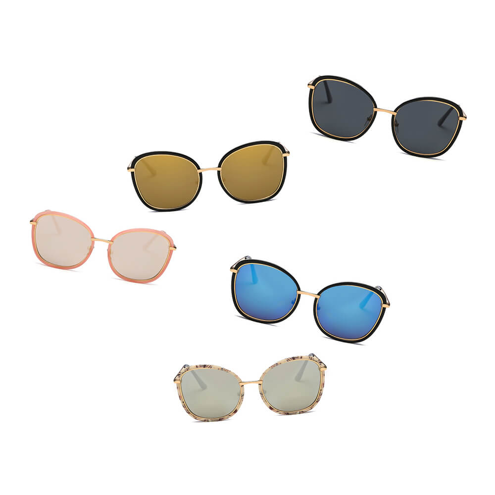 BROOKVILLE Women Round Cat Eye Oversize Sunglasses in various colors, showcasing their unique design and stylish appeal.