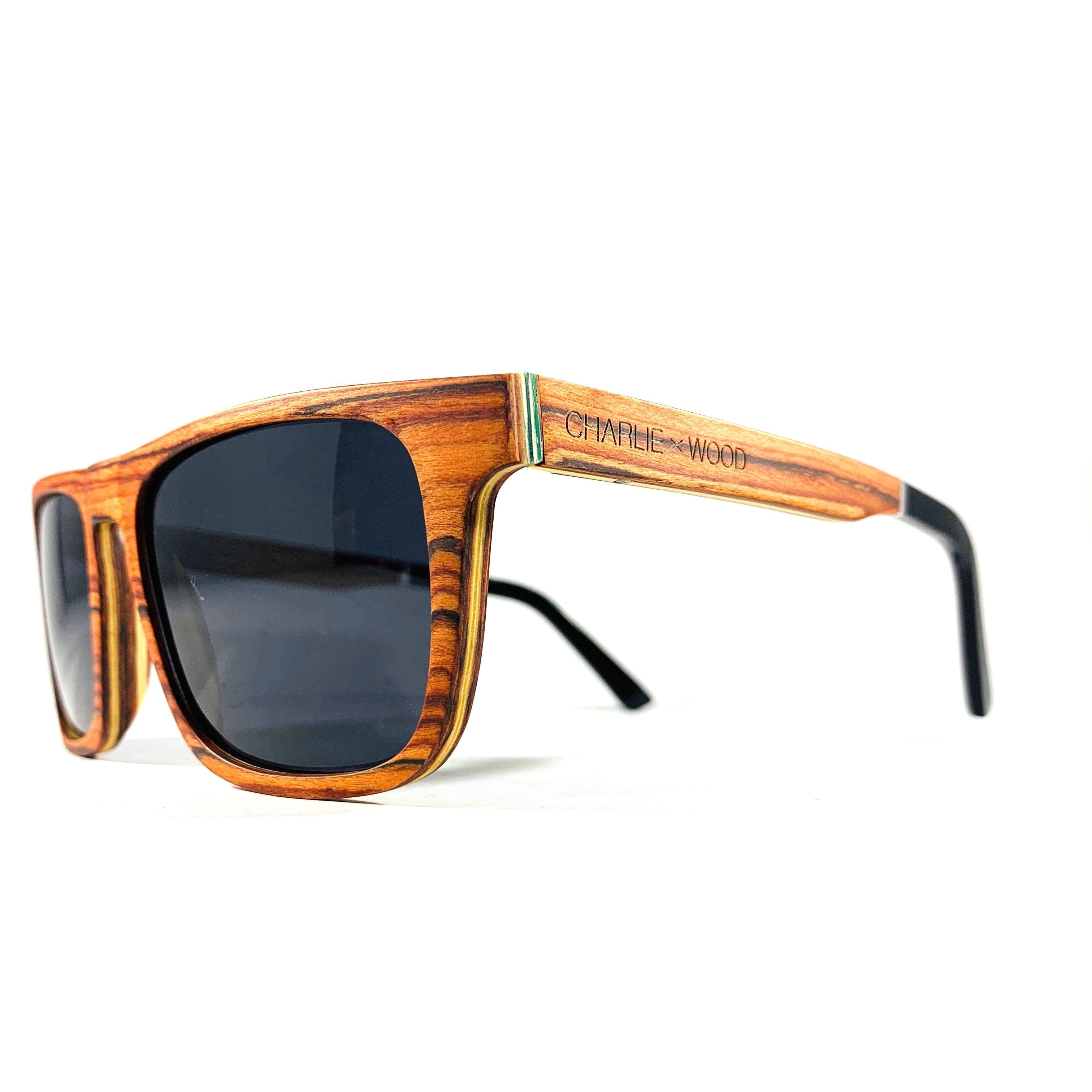 Brookwood sunglasses featuring elegant Brazilian rosewood frames and polarized gray lenses, perfect for stylish outdoor wear.