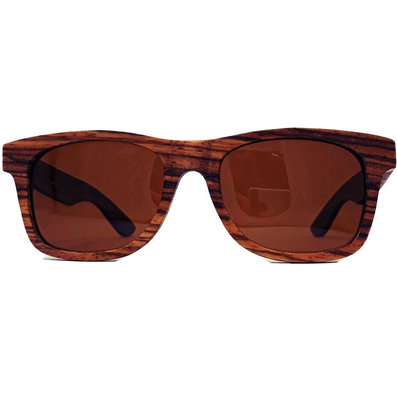 Cinnamon Swirl Skateboard Wood sunglasses with polarized lenses, showcasing unique wood grain and stylish design.