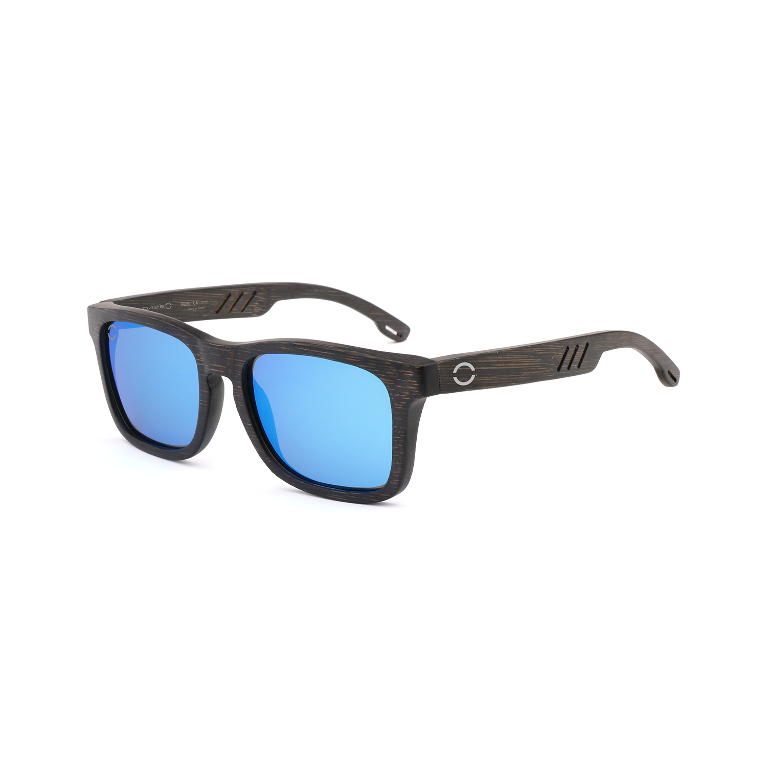 Classic Ocean Breeze sunglasses featuring a black bamboo frame and TAC polarized blue revo lenses, designed for comfort and UV protection.