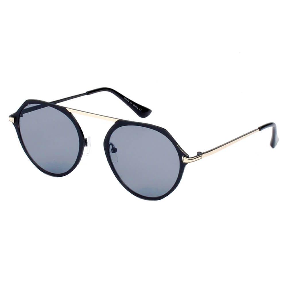 DRESDEN Modern Flat Top Slender Round Sunglasses with mirrored lenses and ultra-slim frame, perfect for stylish sun protection.