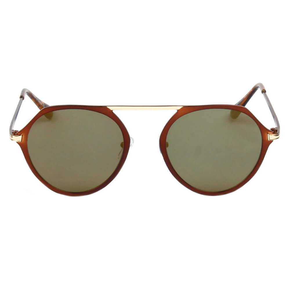 DRESDEN Modern Flat Top Slender Round Sunglasses with mirrored lenses and ultra-slim frame, perfect for stylish sun protection.