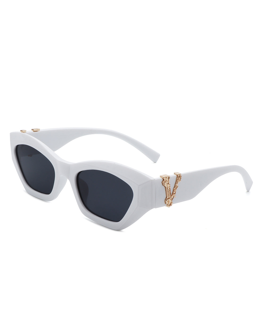 Elandra Retro Square Cat Eye Women's Fashion Sunglasses with stylish upswept edges and protective polycarbonate lenses.