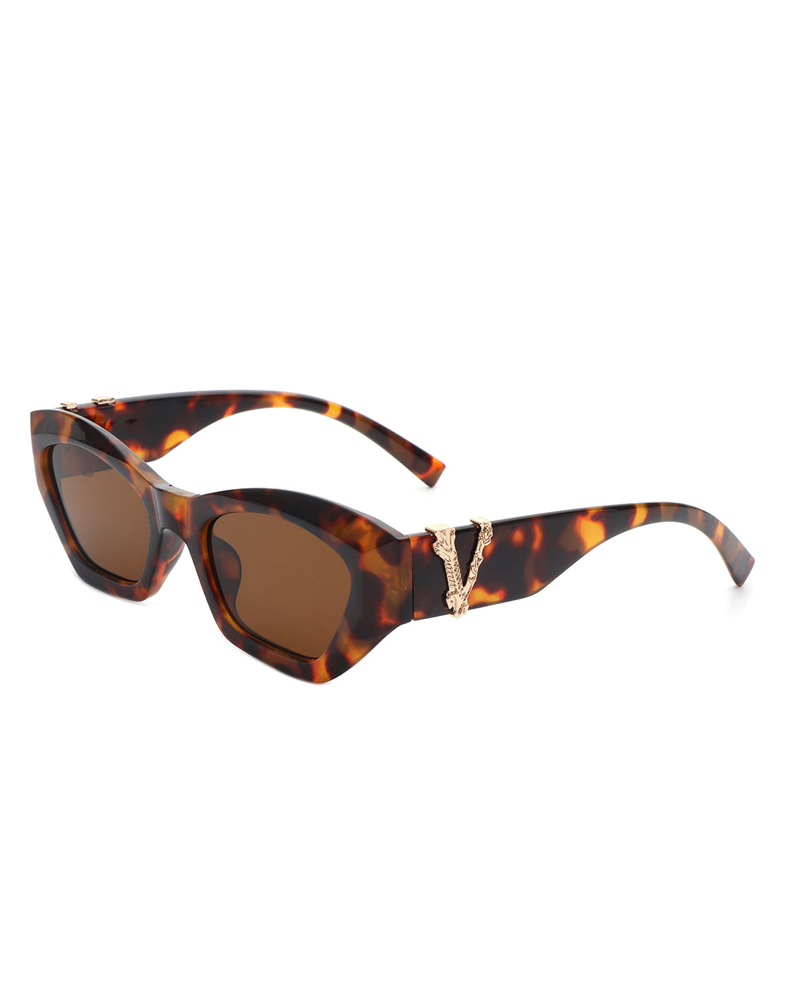 Elandra Retro Square Cat Eye Women's Fashion Sunglasses with stylish upswept edges and protective polycarbonate lenses.