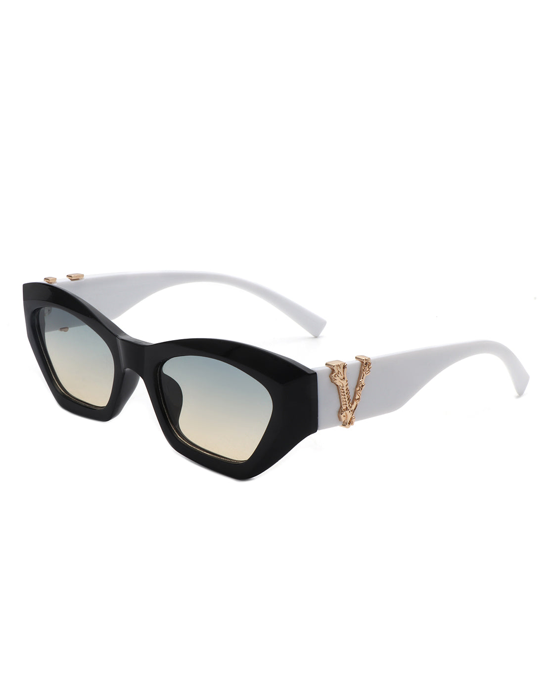 Elandra Retro Square Cat Eye Women's Fashion Sunglasses with stylish upswept edges and protective polycarbonate lenses.