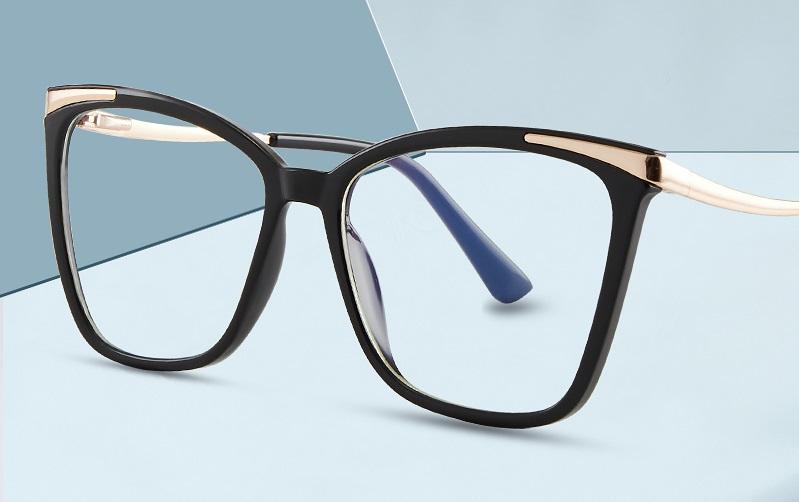 EP Glasses featuring a square frame made of TR90 material with metal foot wire, designed for unisex wear and anti-blue light protection.