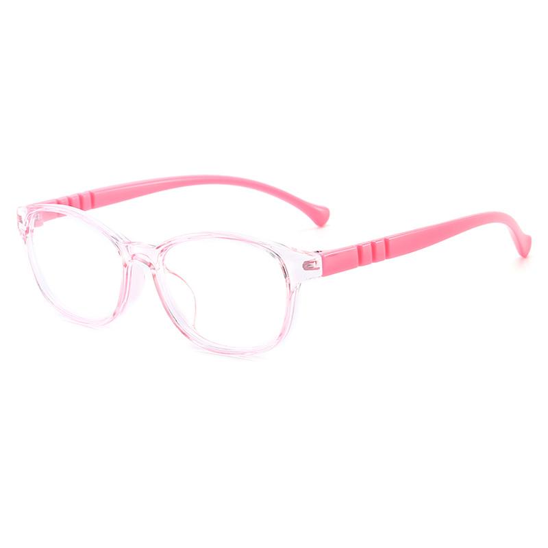 EP new children's anti-blue light flat mirror glasses in retro elliptical design with vibrant jelly colors, suitable for kids.