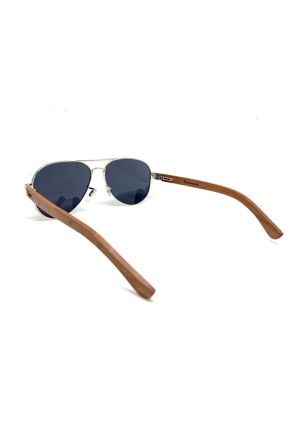 Eyewood Aviators - Falcon, stylish wooden sunglasses with polarized lenses and stainless steel hinges, showcasing unique rosewood design.