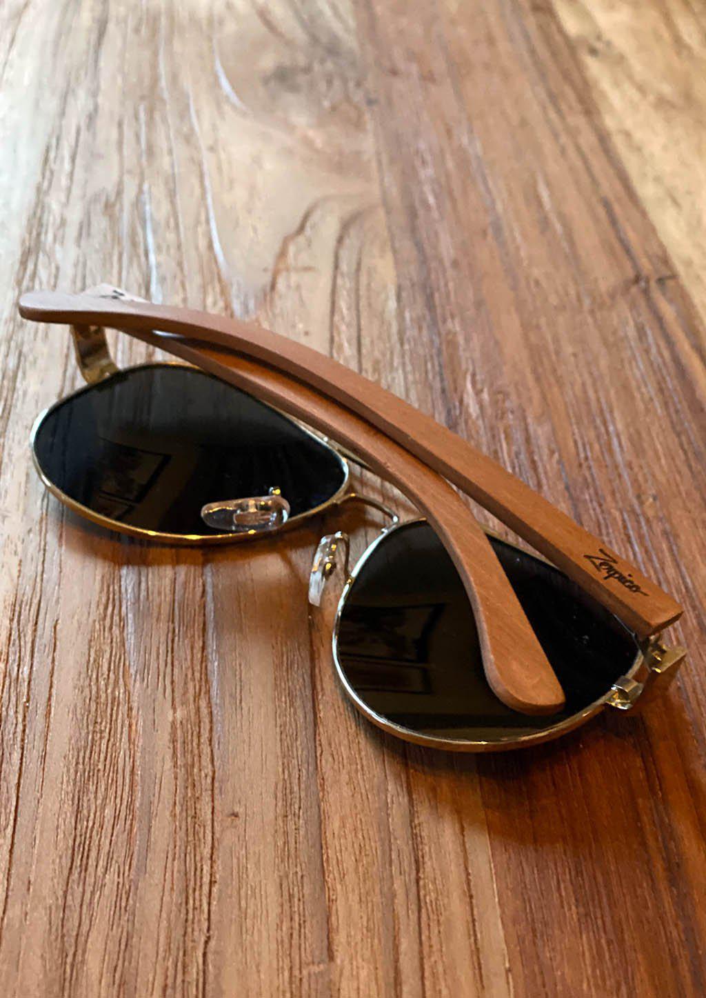 Eyewood Aviators - Falcon, stylish wooden sunglasses with polarized lenses and stainless steel hinges, showcasing unique rosewood design.