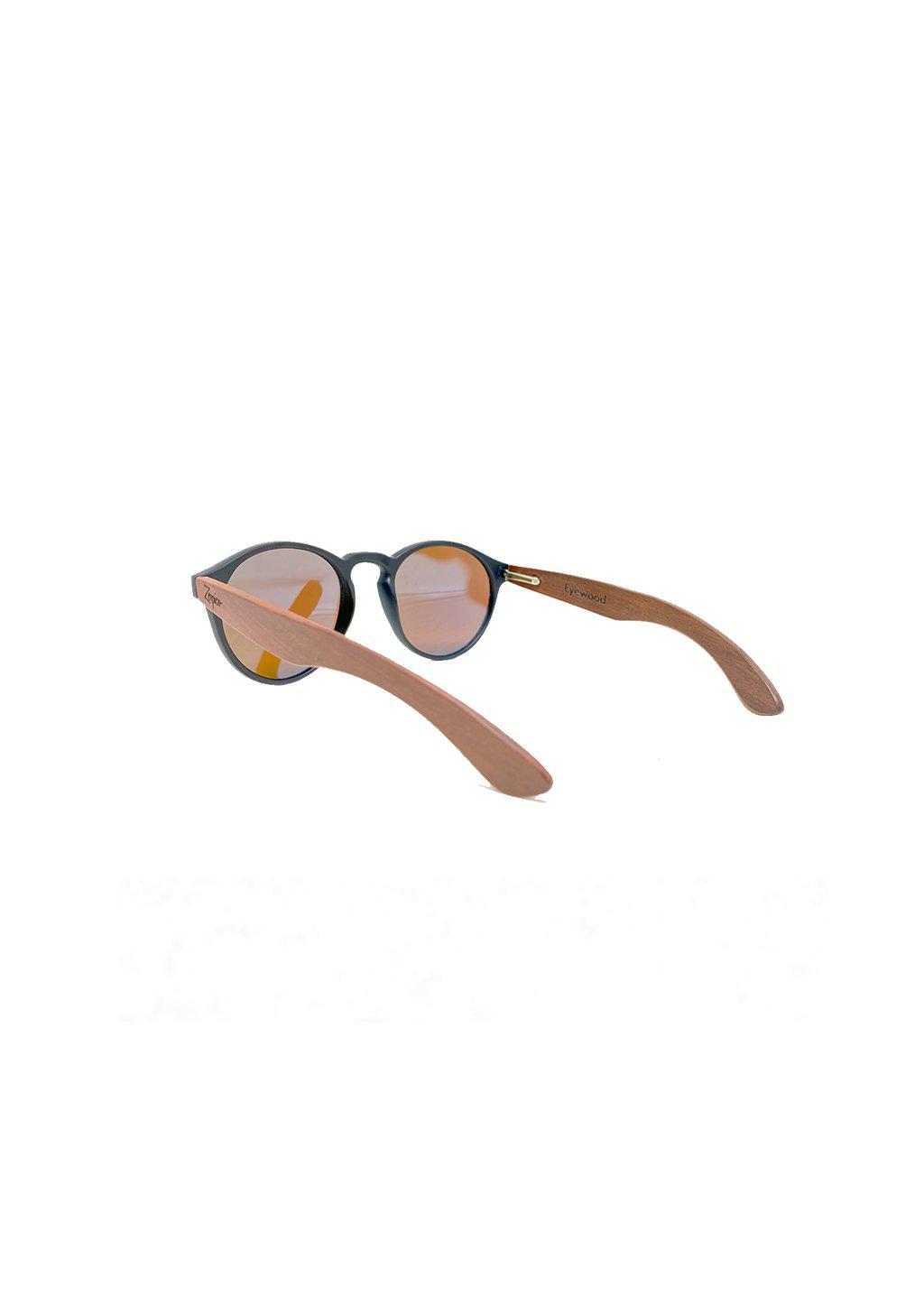 Handmade Eyewood Cubs - Lilo wooden sunglasses for kids with blue mirror lenses.