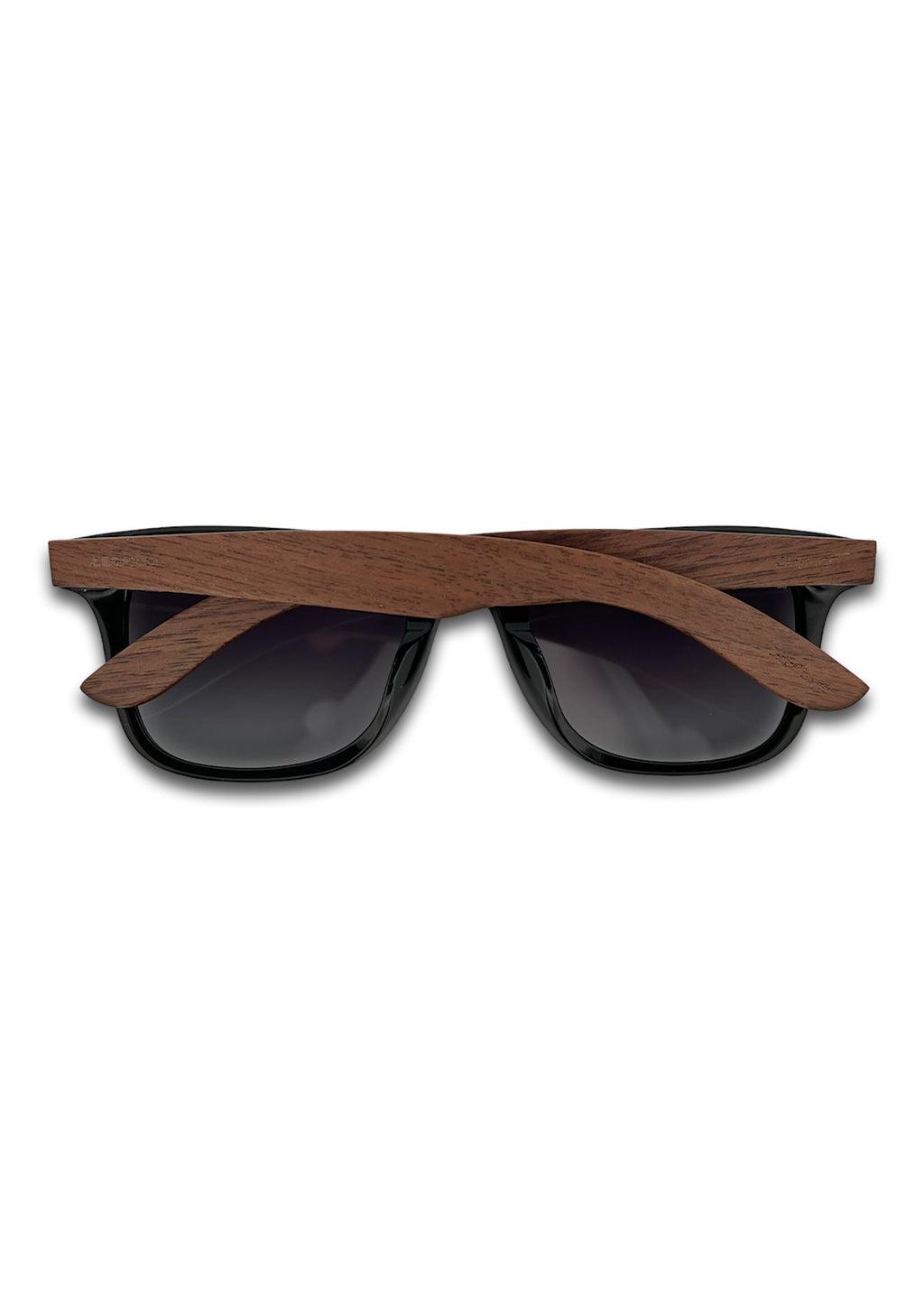 Eyewood Reinvented Wayfarer sunglasses featuring a unique blend of walnut wood and high-quality acetate, showcasing their stylish design.