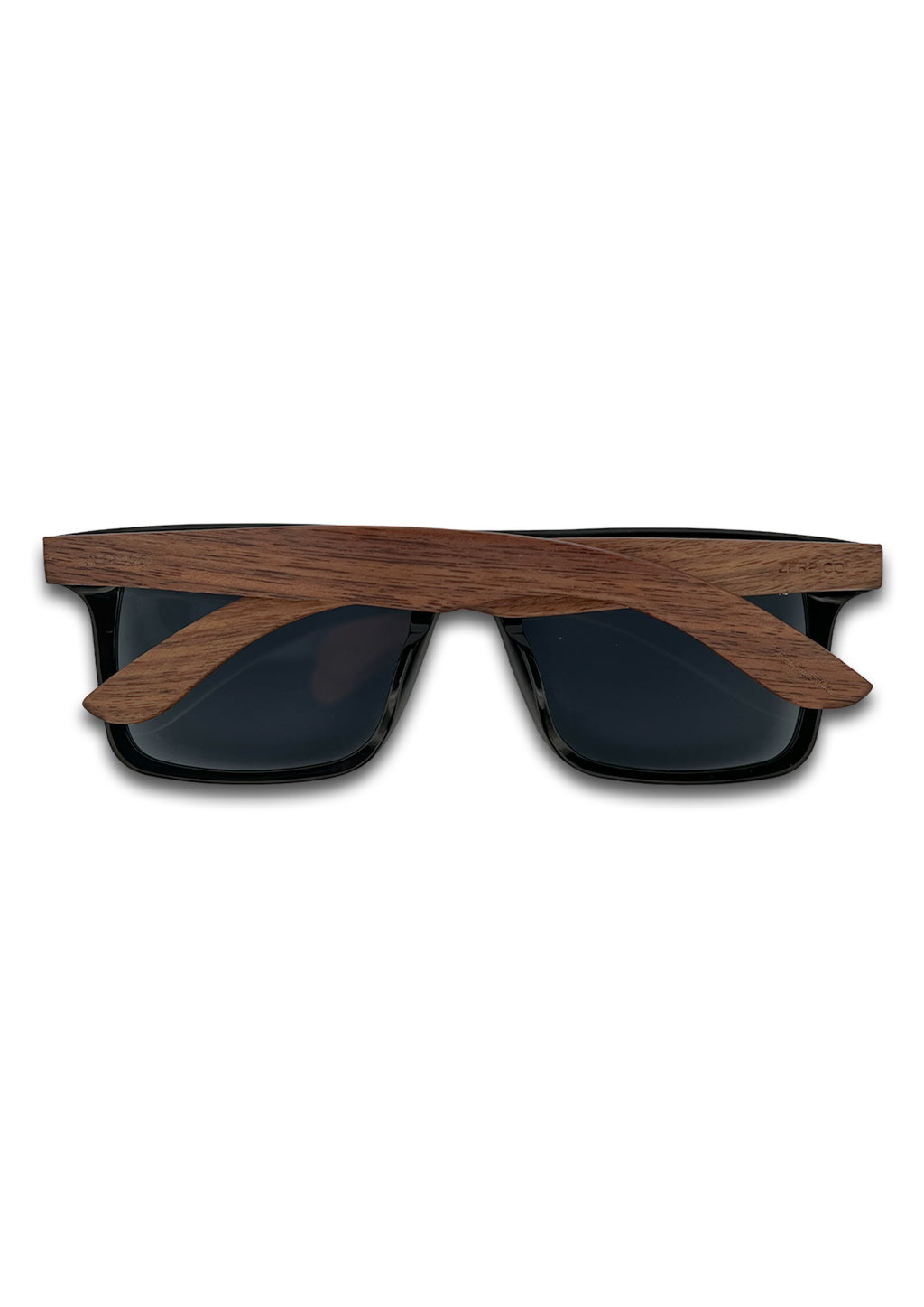 Eyewood ReInvented sunglasses featuring walnut wood temples and acetate front, showcasing unique grain patterns.