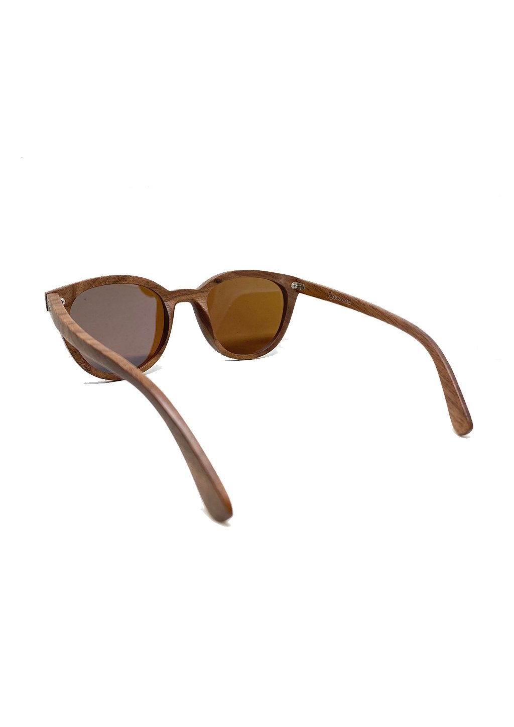 Eyewood Savannah sunglasses featuring a unique wooden frame and blue mirror polarized lenses, elegantly displayed in a handmade empress tree case.