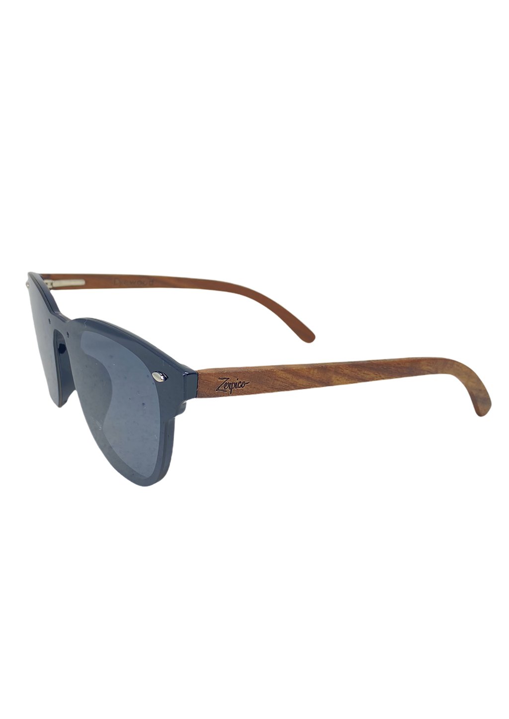 Eyewood Tomorrow - Fornax wooden sunglasses featuring walnut temples and polarized black lenses, elegantly displayed in a natural setting.