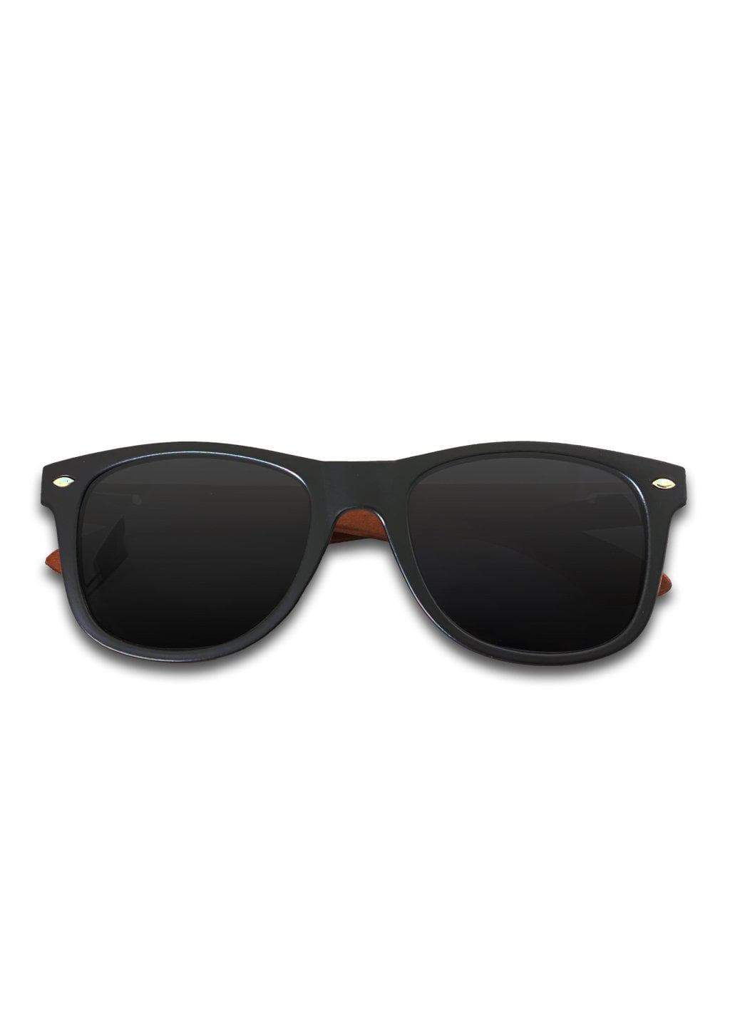 Eyewood Wayfarer - Onyx handmade wooden sunglasses with polarized lenses and stainless steel hinges.