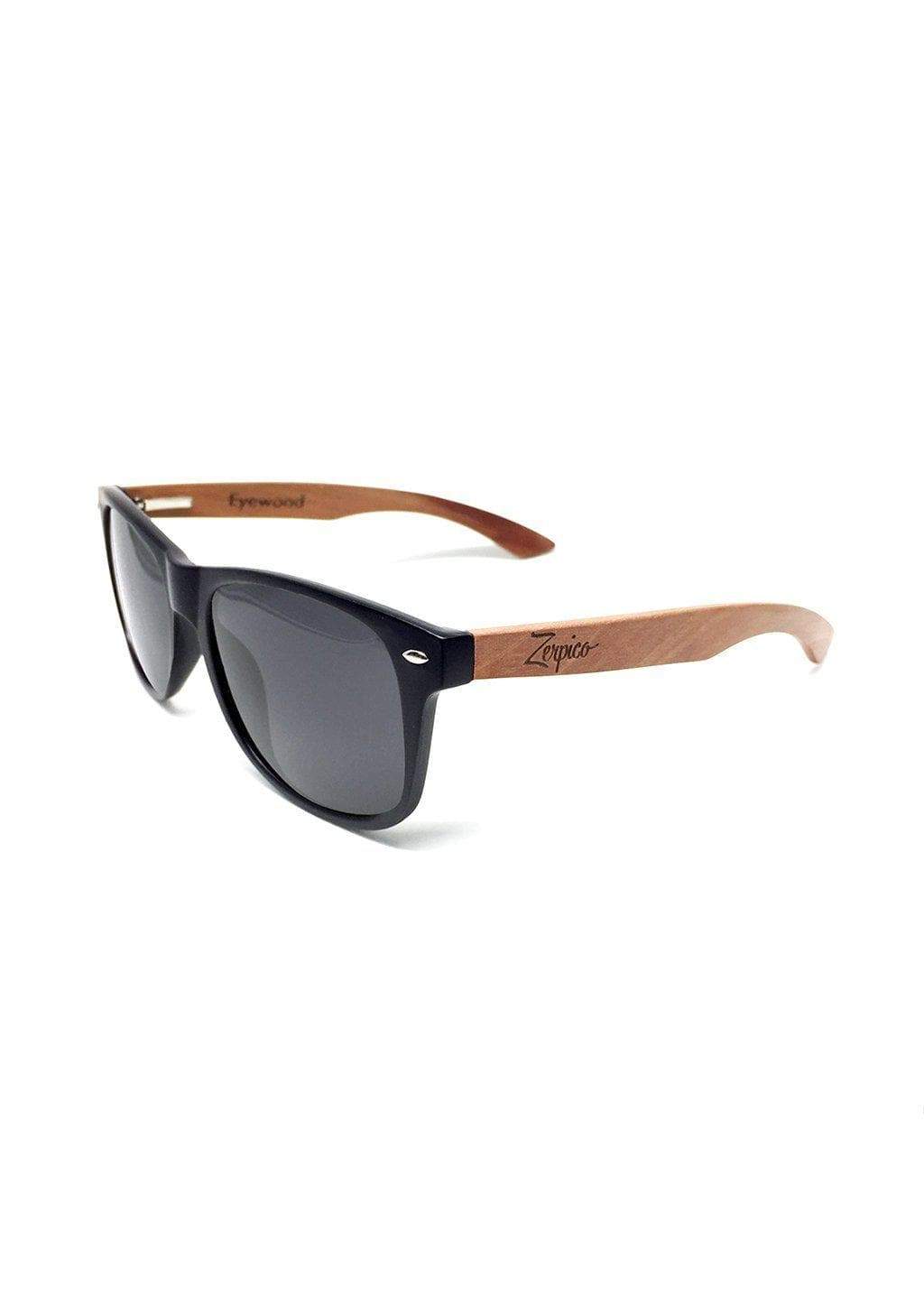 Eyewood Wayfarer - Onyx handmade wooden sunglasses with polarized lenses and stainless steel hinges.