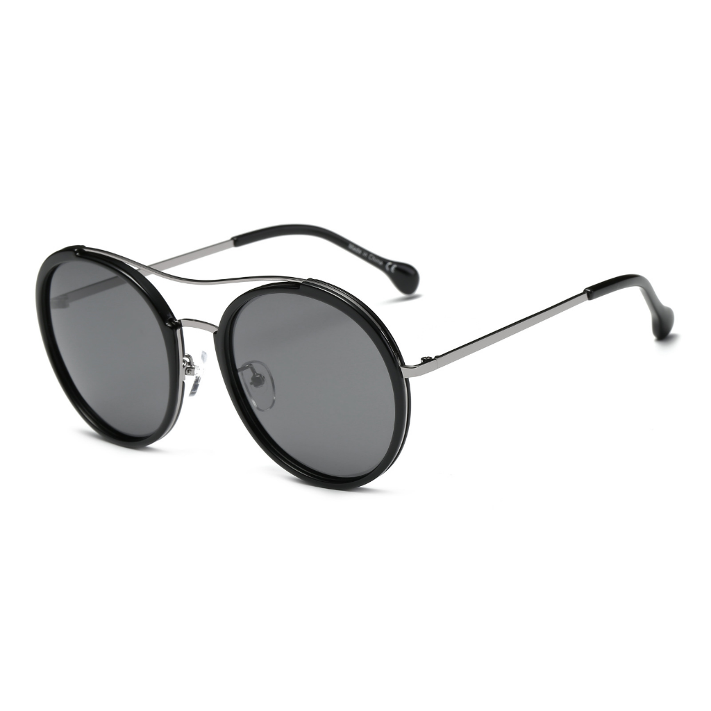 Fabian Unisex Polarized Round Fashion Sunglasses with a stylish round frame, featuring a combination of plastic and metal materials.