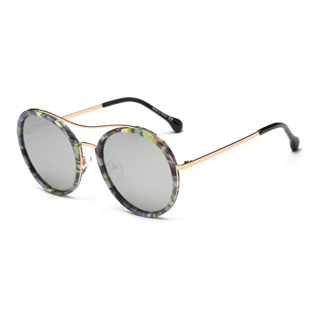 Fabian Unisex Polarized Round Fashion Sunglasses with a stylish round frame, featuring a combination of plastic and metal materials.