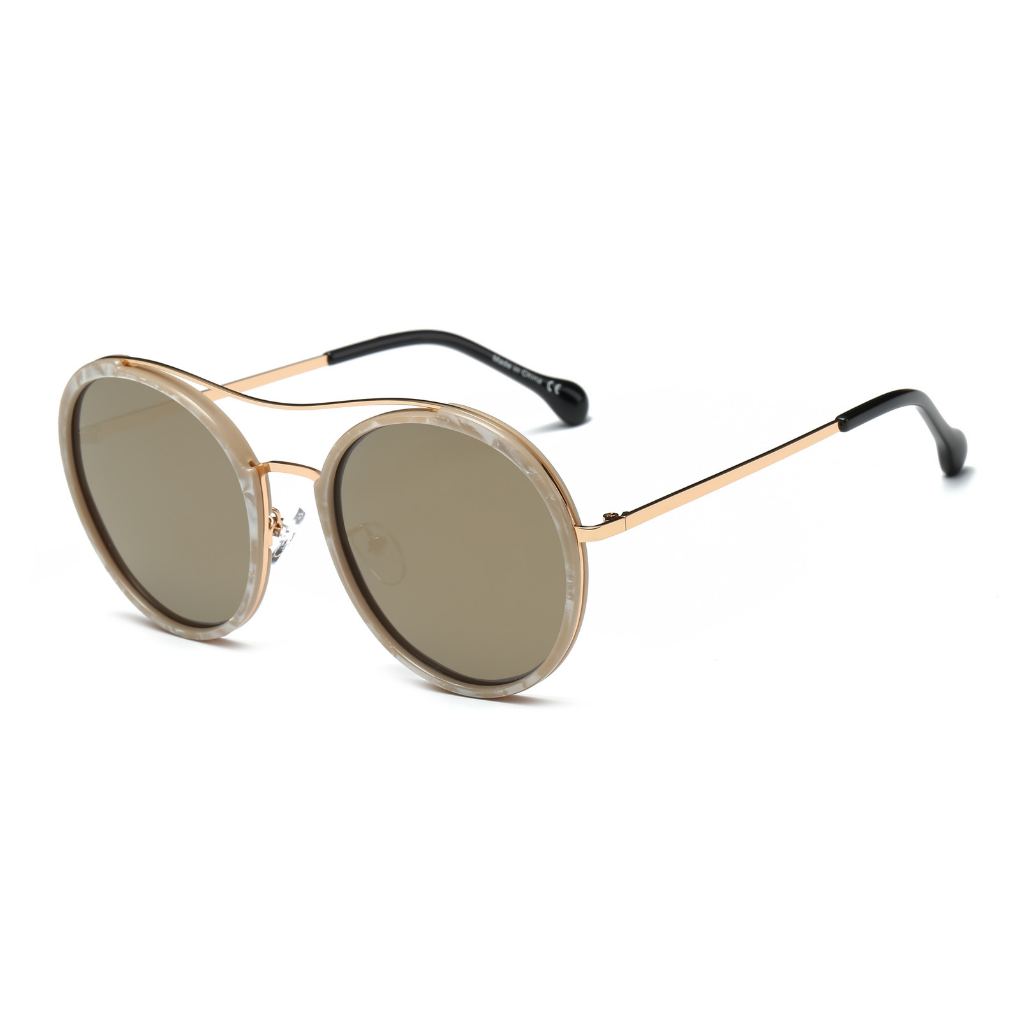 Fabian Unisex Polarized Round Fashion Sunglasses with a stylish round frame, featuring a combination of plastic and metal materials.