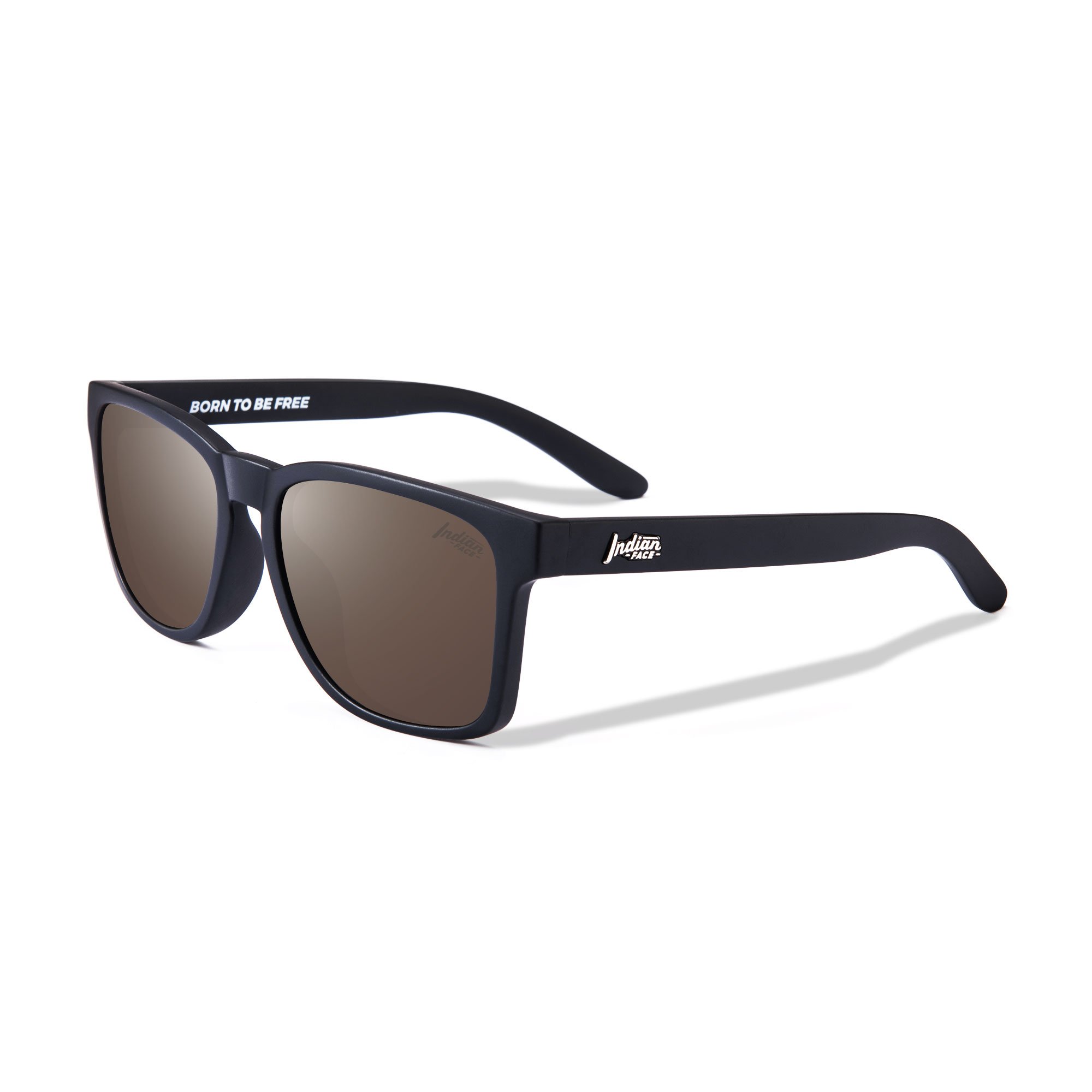 Free Spirit Black/Brown sunglasses with polarized lenses, designed for unisex wear, showcasing a stylish and sporty look.