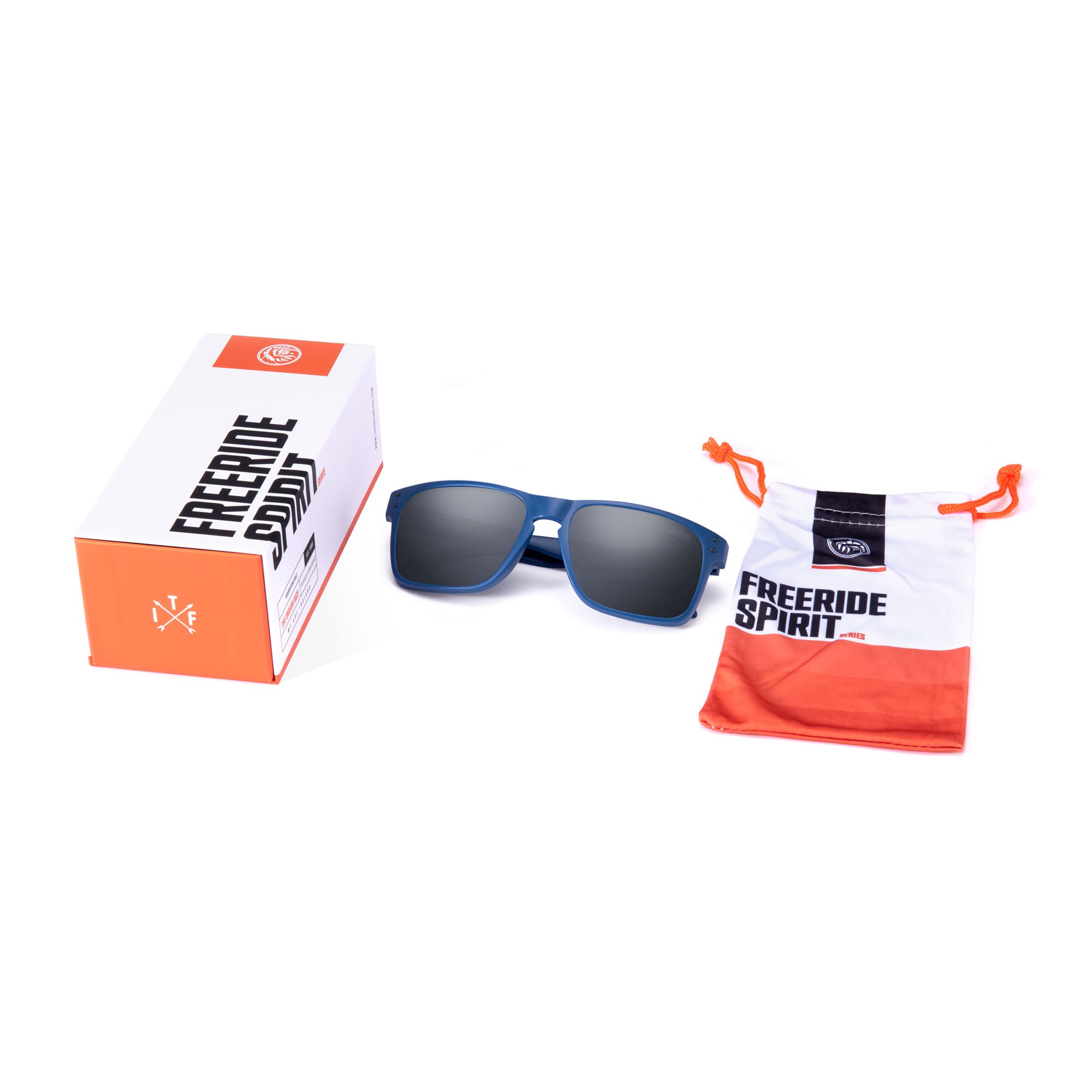 Freeride Blue/Black sunglasses with polarized lenses, showcasing a stylish unisex design suitable for outdoor activities.