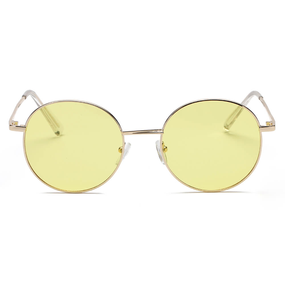 GENEVA Retro Vintage Metal Round Oval Circle Sunglasses with a stylish round design and metal frame, perfect for UV protection.