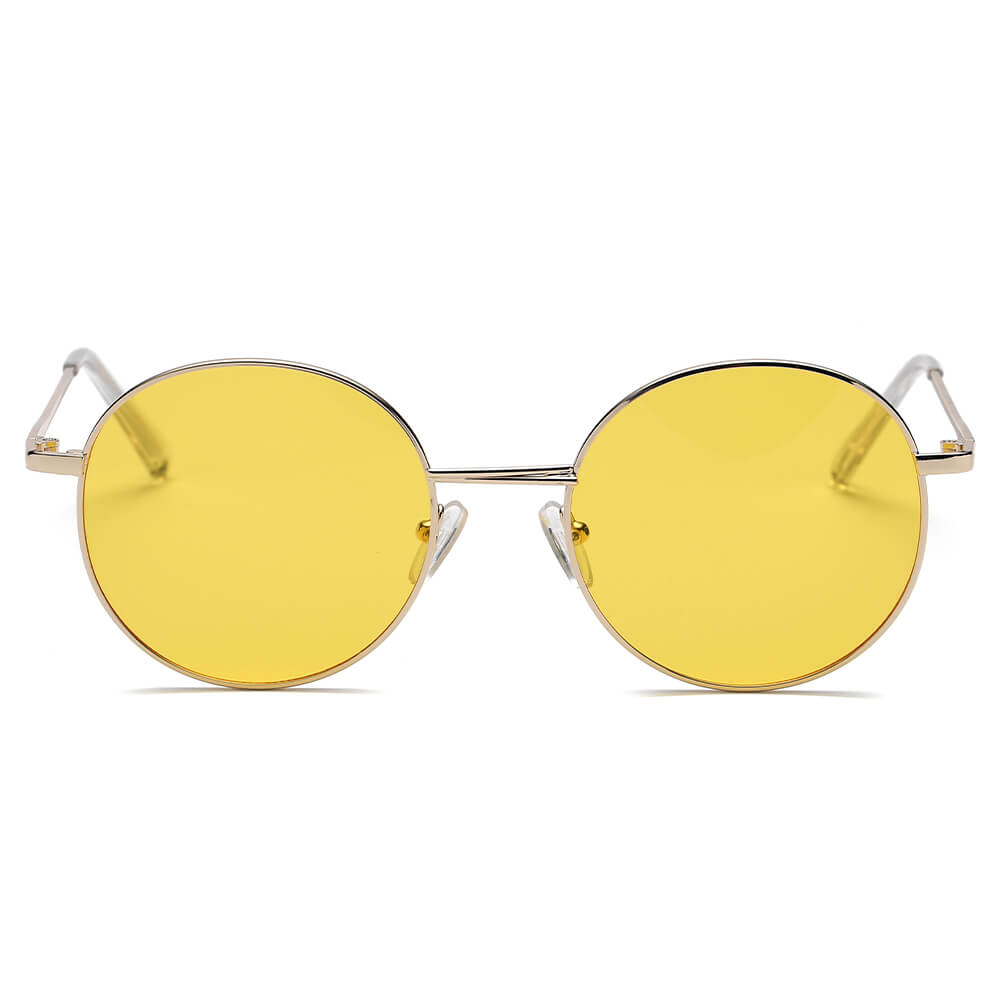 GENEVA Retro Vintage Metal Round Oval Circle Sunglasses with a stylish round design and metal frame, perfect for UV protection.