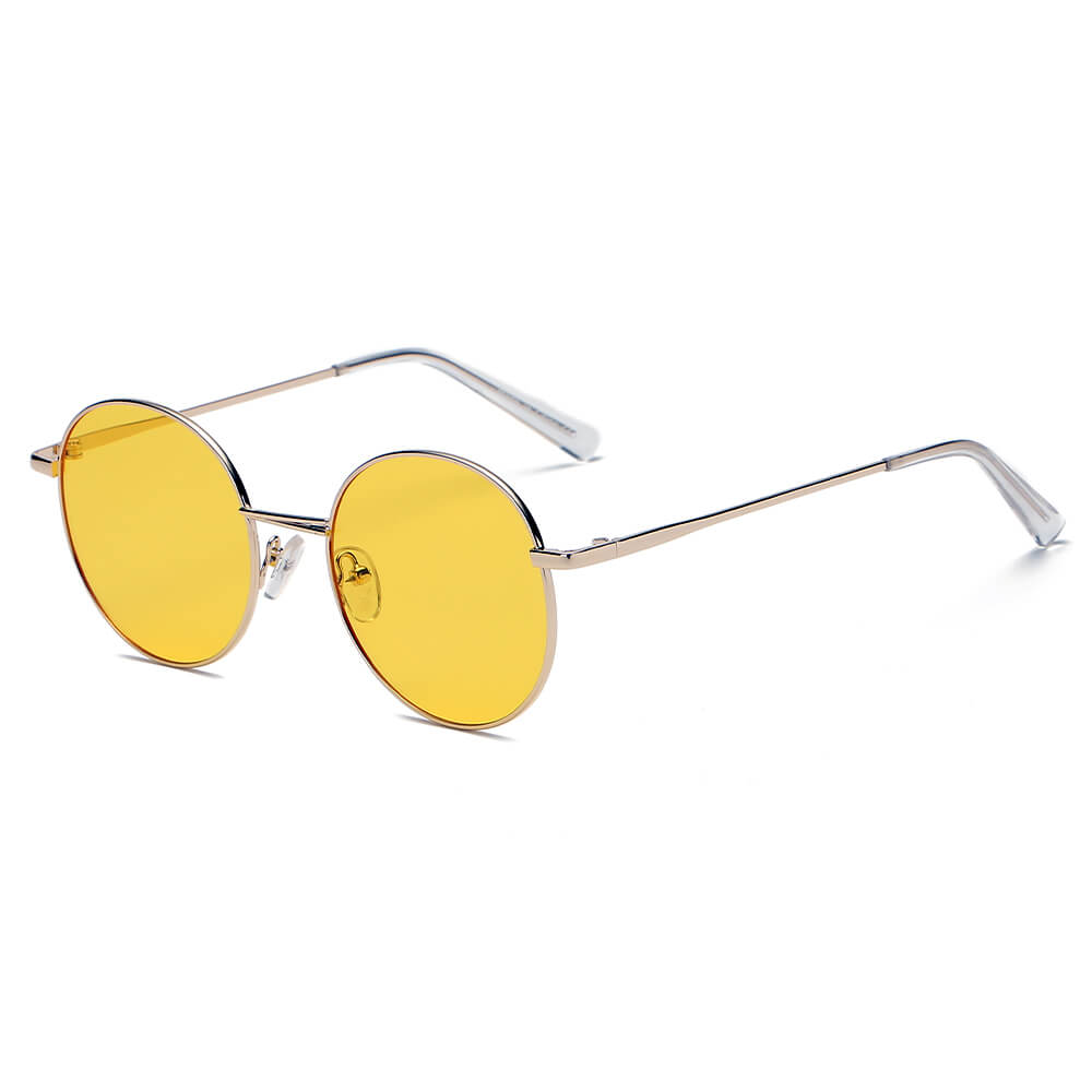 GENEVA Retro Vintage Metal Round Oval Circle Sunglasses with a stylish round design and metal frame, perfect for UV protection.