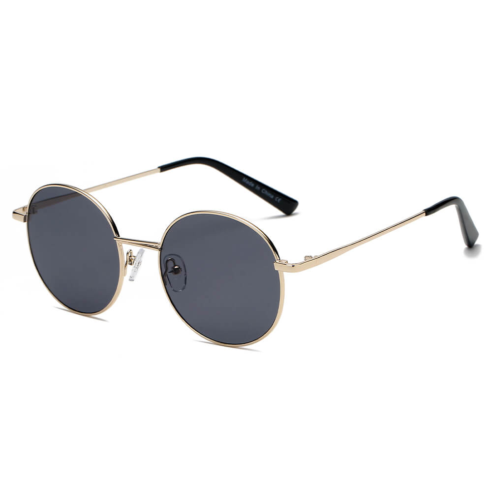 GENEVA Retro Vintage Metal Round Oval Circle Sunglasses with a stylish round design and metal frame, perfect for UV protection.