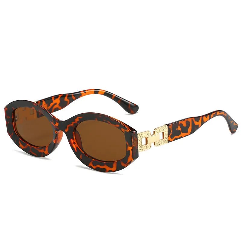 Gissel Sunglasses featuring stylish oval/round design with rich gold accents, displayed in multiple colors.