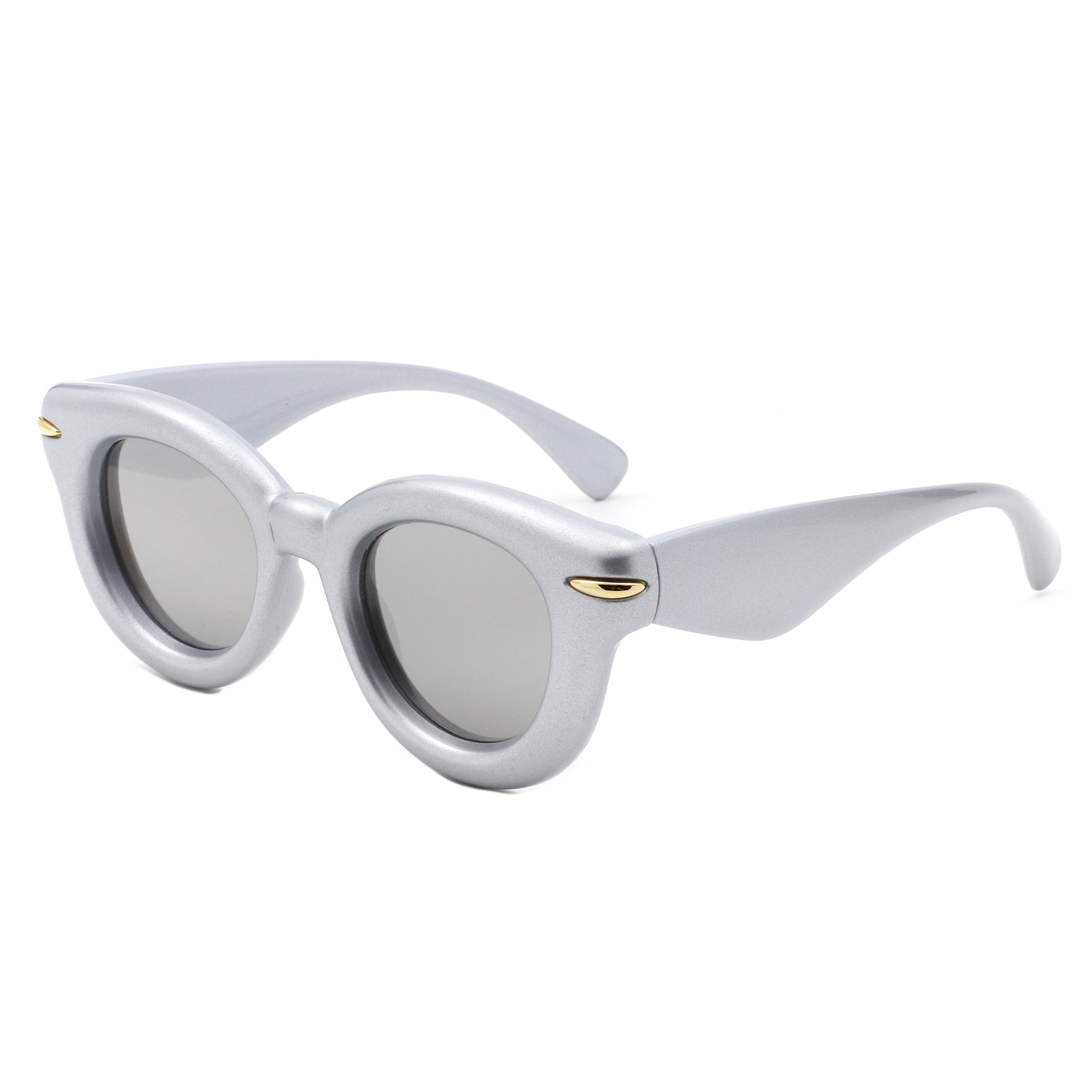 Glide Round Thick Frame Retro Circle Sunglass featuring a stylish round design with thick frames, perfect for sun protection and fashion.