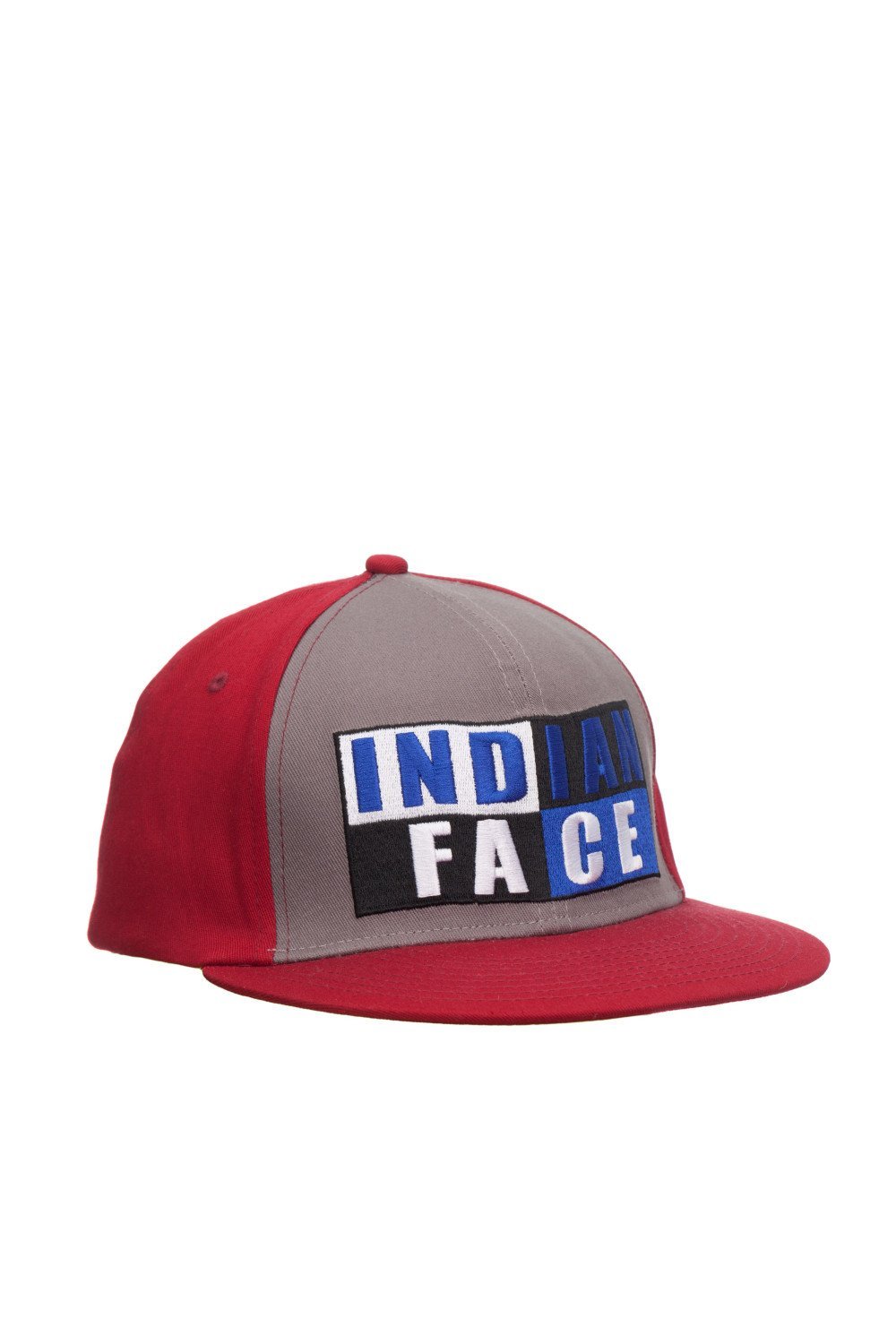 Gorra Santa Cruz en rojo y gris, unisex, con logo The Indian Face y cierre elástico, ideal para actividades al aire libre.