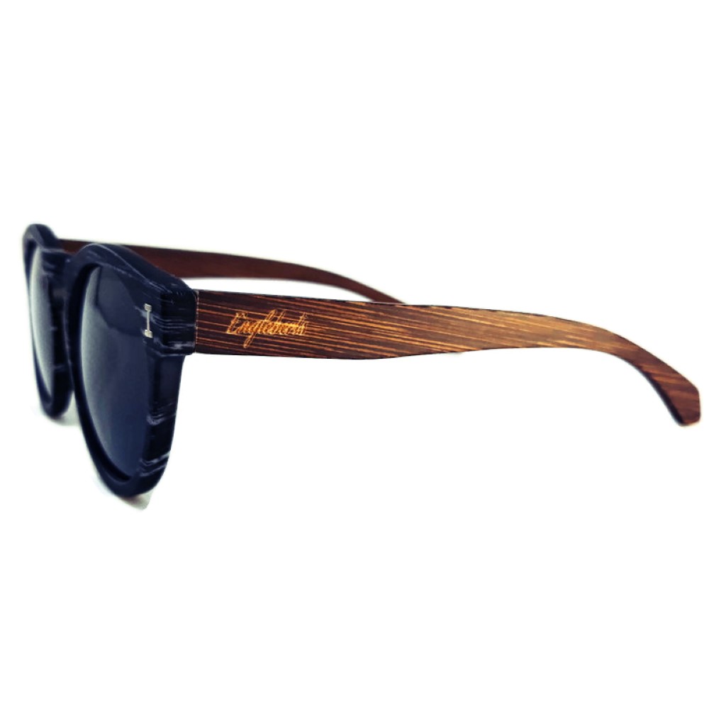 Granite colored bamboo sunglasses with polarized lenses and a handcrafted wood case, showcasing a stylish and eco-friendly design.