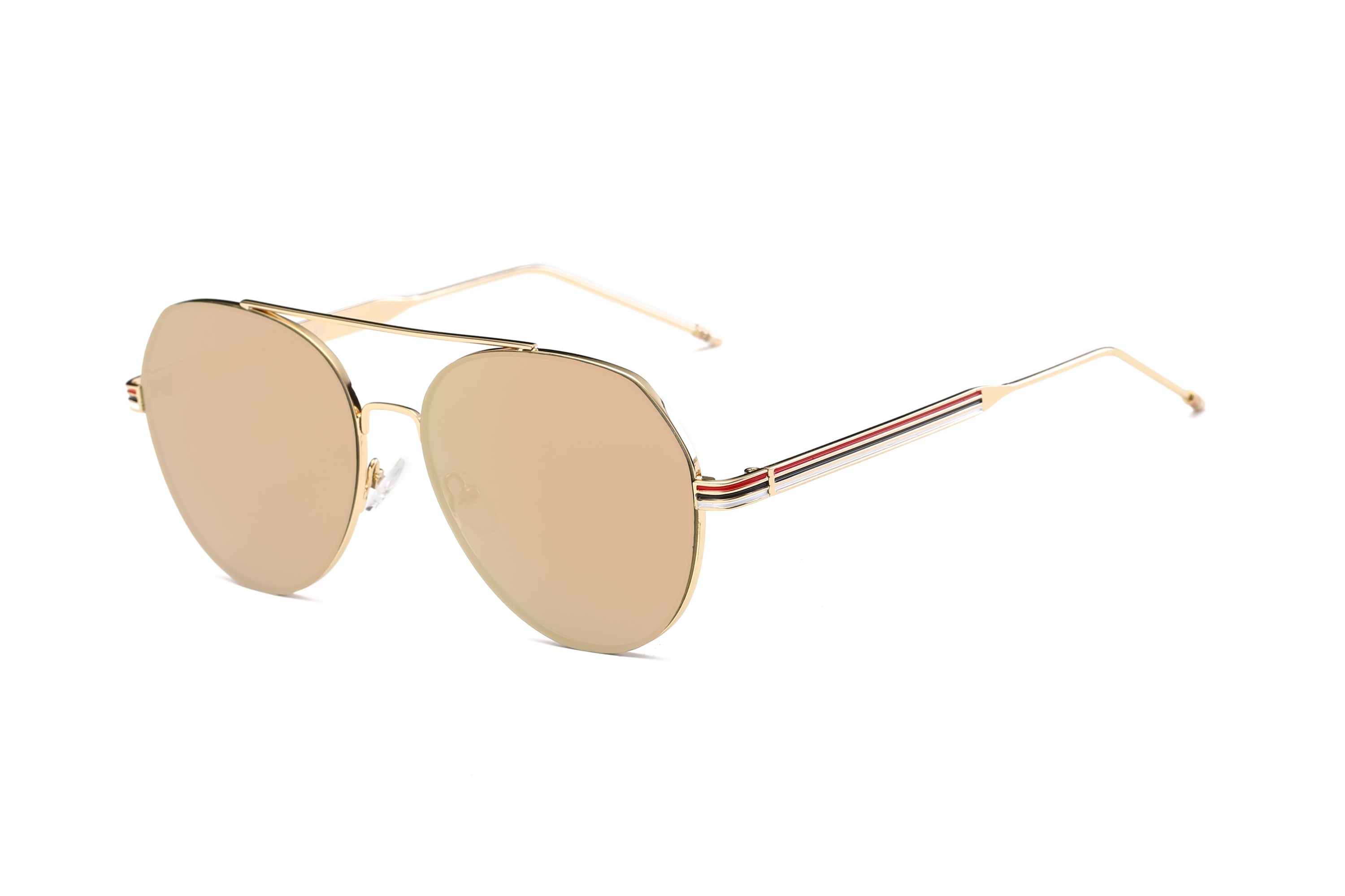 Gwyness unisex classic mirrored aviator sunglasses with metal frame and PC lenses, showcasing stylish design and UV protection.