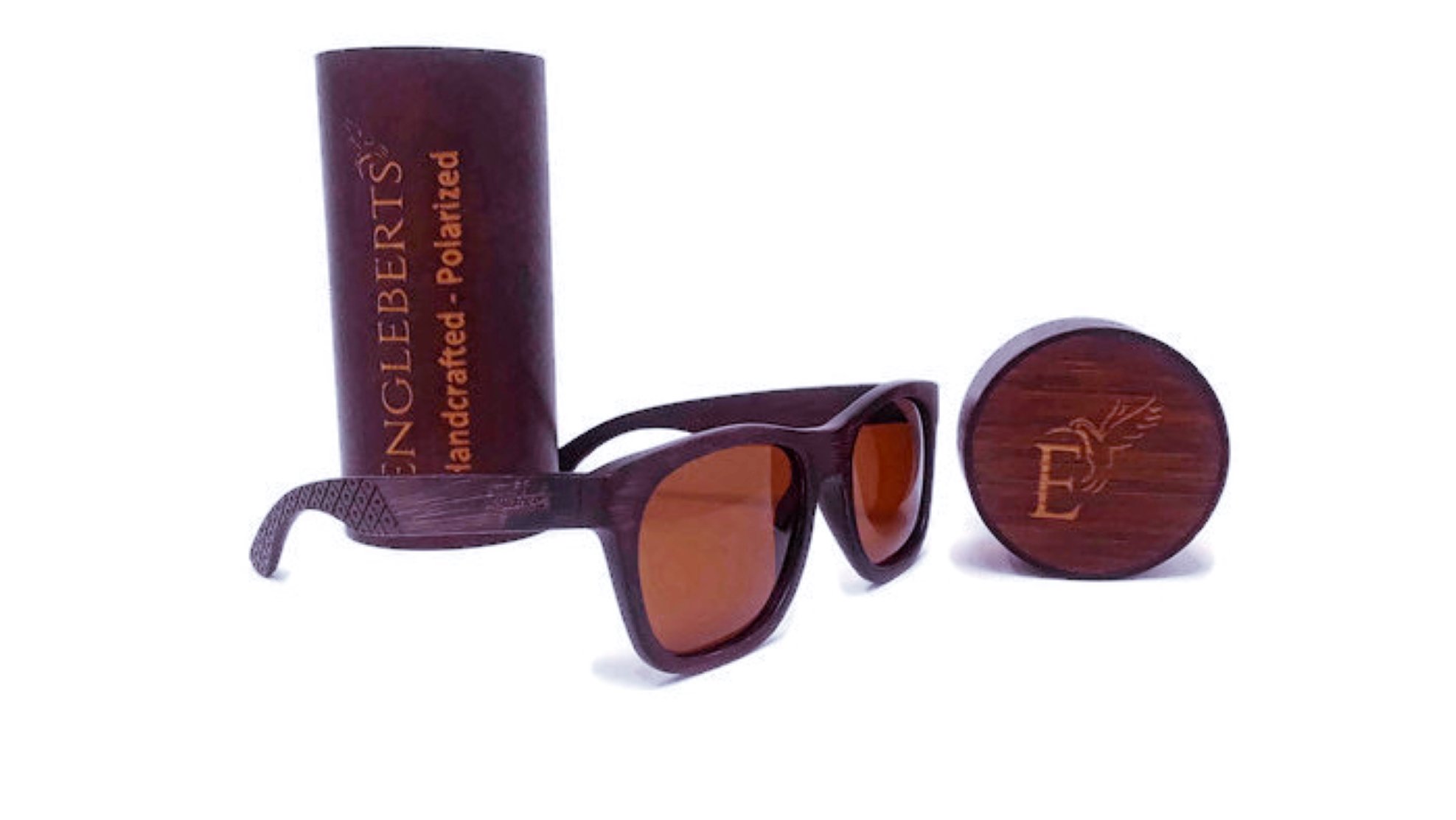 Handcrafted wooden sunglasses protective case made from natural bamboo, showcasing its unique design and earthy texture.