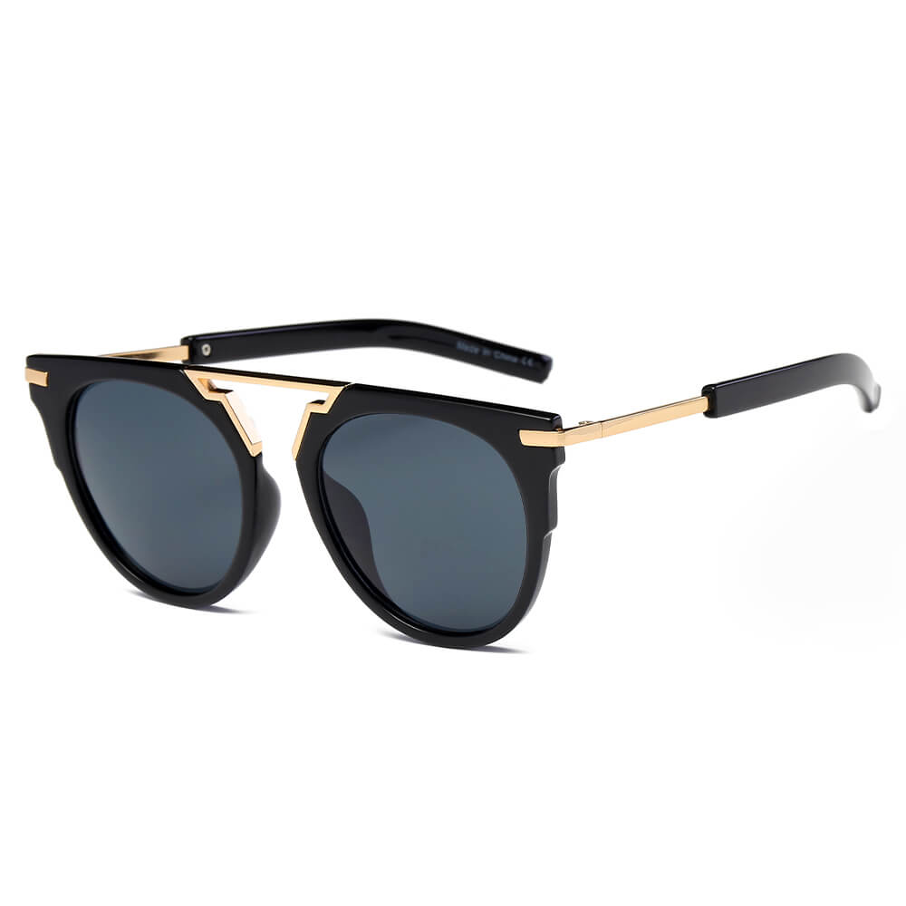 HANOVER Unisex Fashion Brow-Bar Round Sunglasses with metal bridge and round lenses, stylishly designed for sun protection.