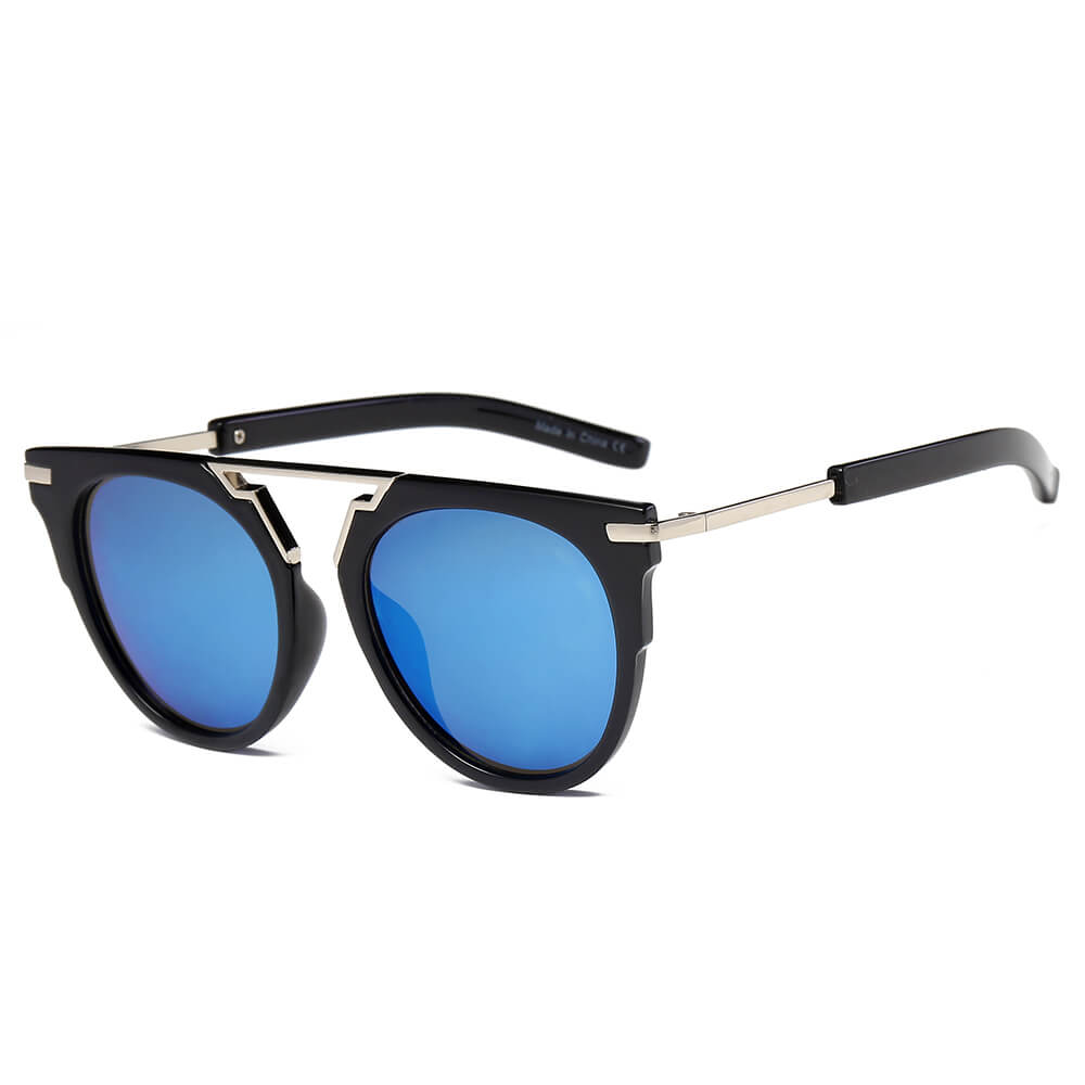 HANOVER Unisex Fashion Brow-Bar Round Sunglasses with metal bridge and round lenses, stylishly designed for sun protection.