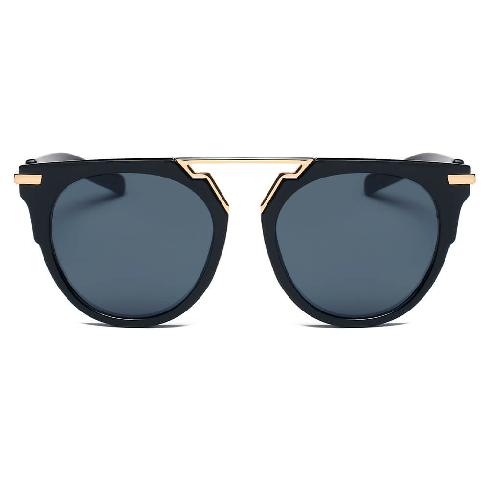 HANOVER Unisex Fashion Brow-Bar Round Sunglasses with metal bridge and round lenses, stylishly designed for sun protection.