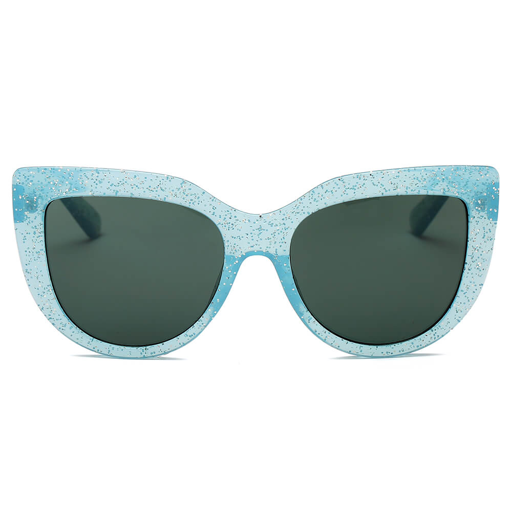 HELSINKI Women Round Cat Eye Oversized Fashion Sunglasses with a stylish design and UV protection.