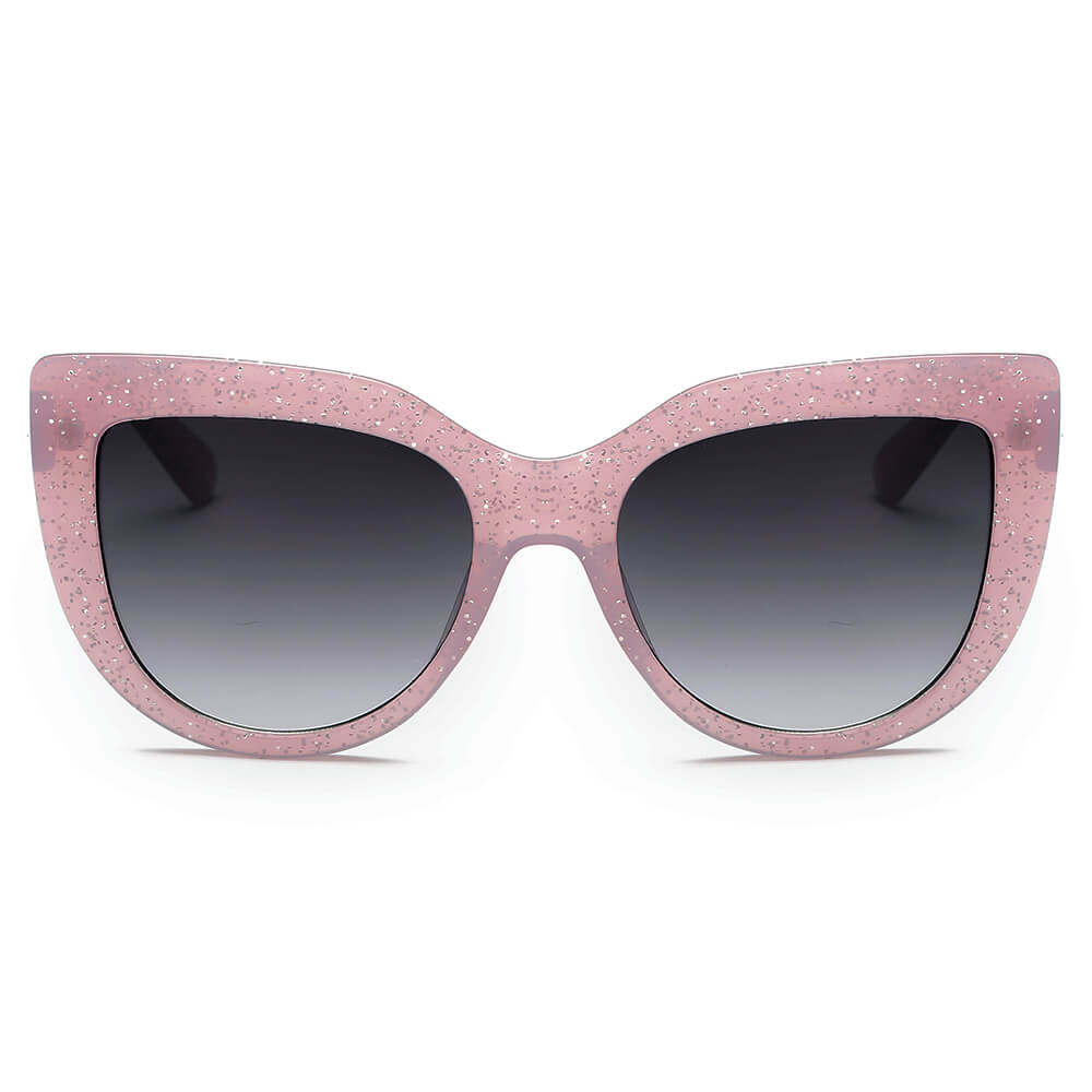 HELSINKI Women Round Cat Eye Oversized Fashion Sunglasses with a stylish design and UV protection.