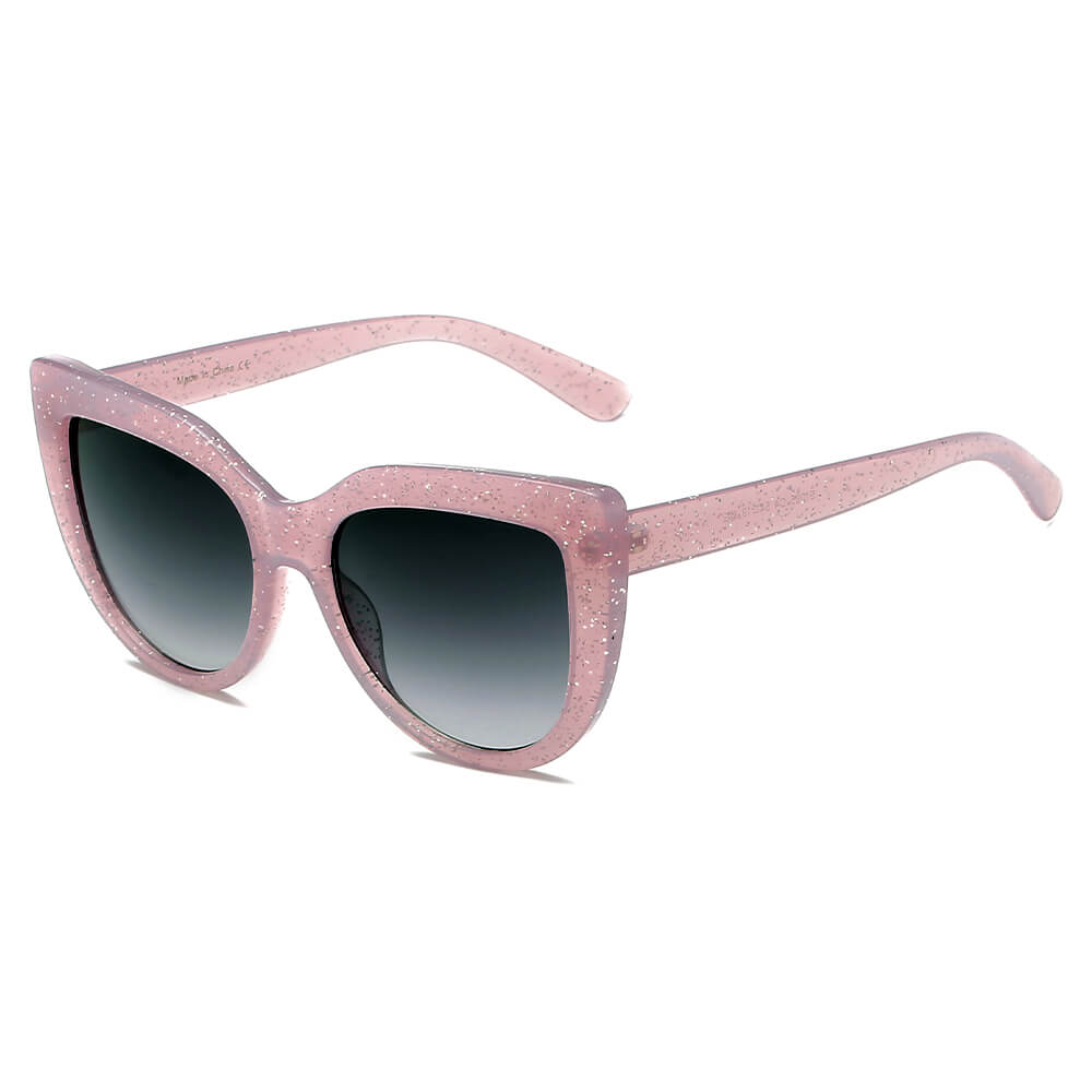 HELSINKI Women Round Cat Eye Oversized Fashion Sunglasses with a stylish design and UV protection.