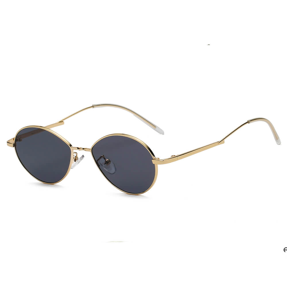 HICKORY Small Retro Vintage Metal Round Sunglasses with a stylish metal frame and polycarbonate lenses, perfect for women.