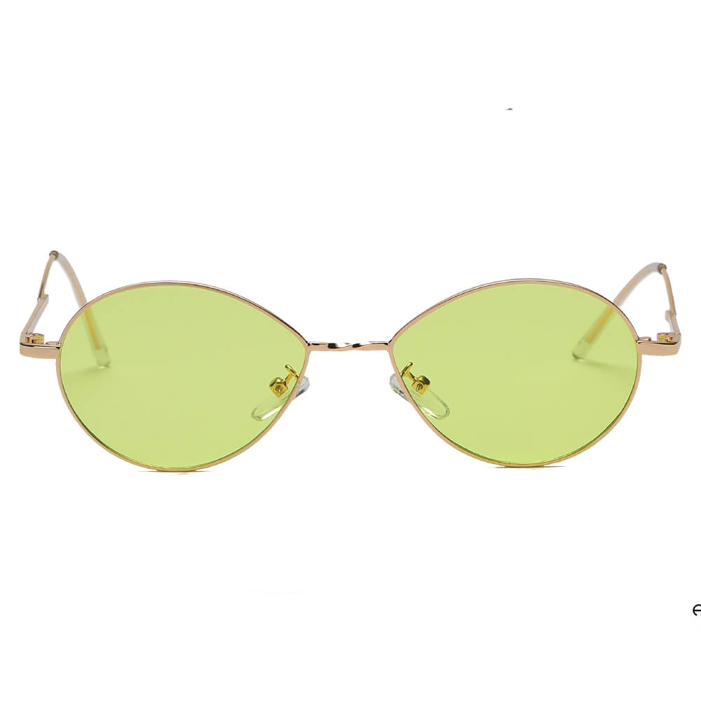 HICKORY Small Retro Vintage Metal Round Sunglasses with a stylish metal frame and polycarbonate lenses, perfect for women.