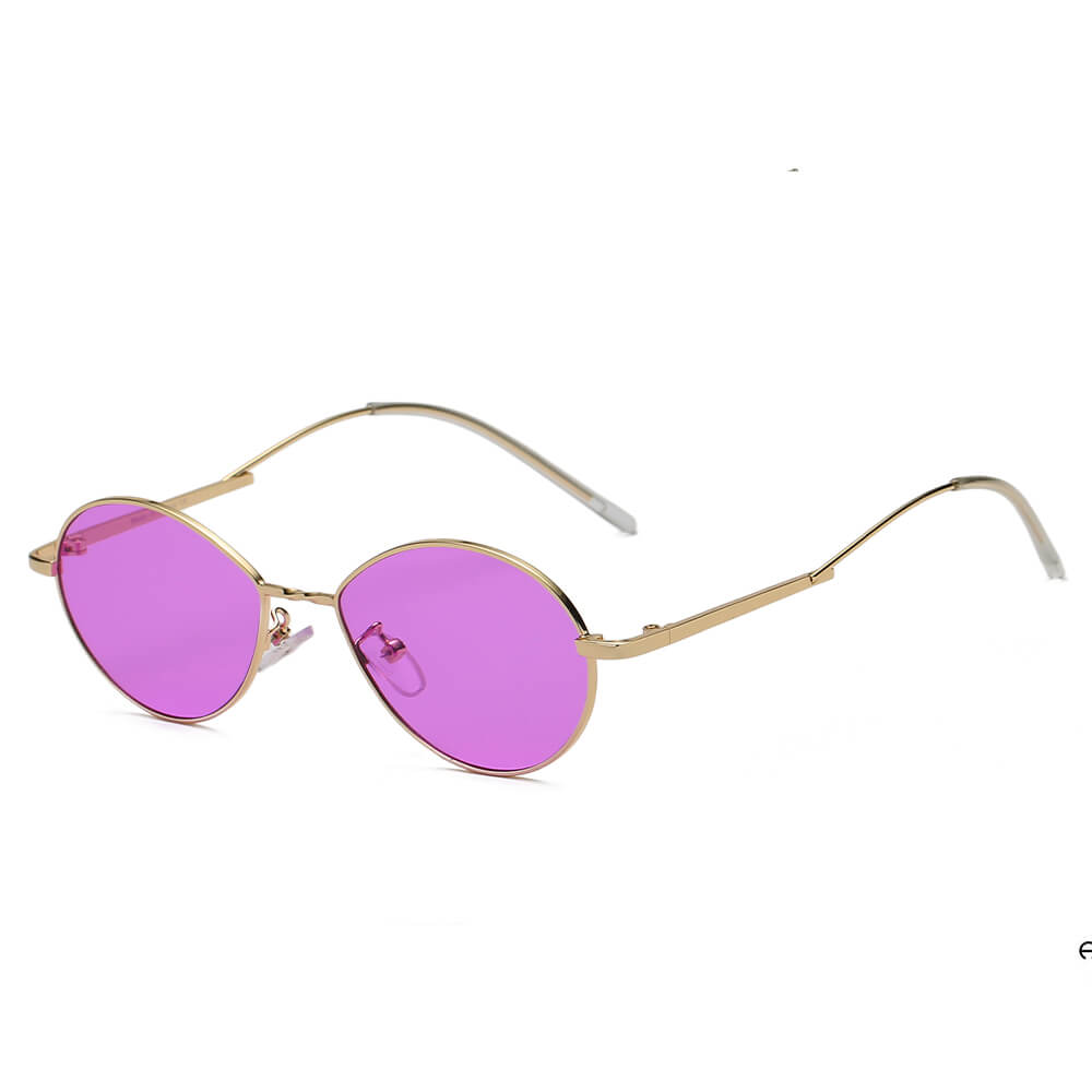 HICKORY Small Retro Vintage Metal Round Sunglasses with a stylish metal frame and polycarbonate lenses, perfect for women.