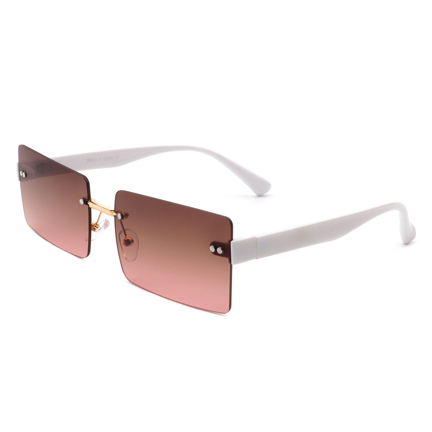 Jadesoul Rectangle Retro Rimless Tinted Fashion Vintage Square sunglasses with a stylish rimless design and tinted lenses.