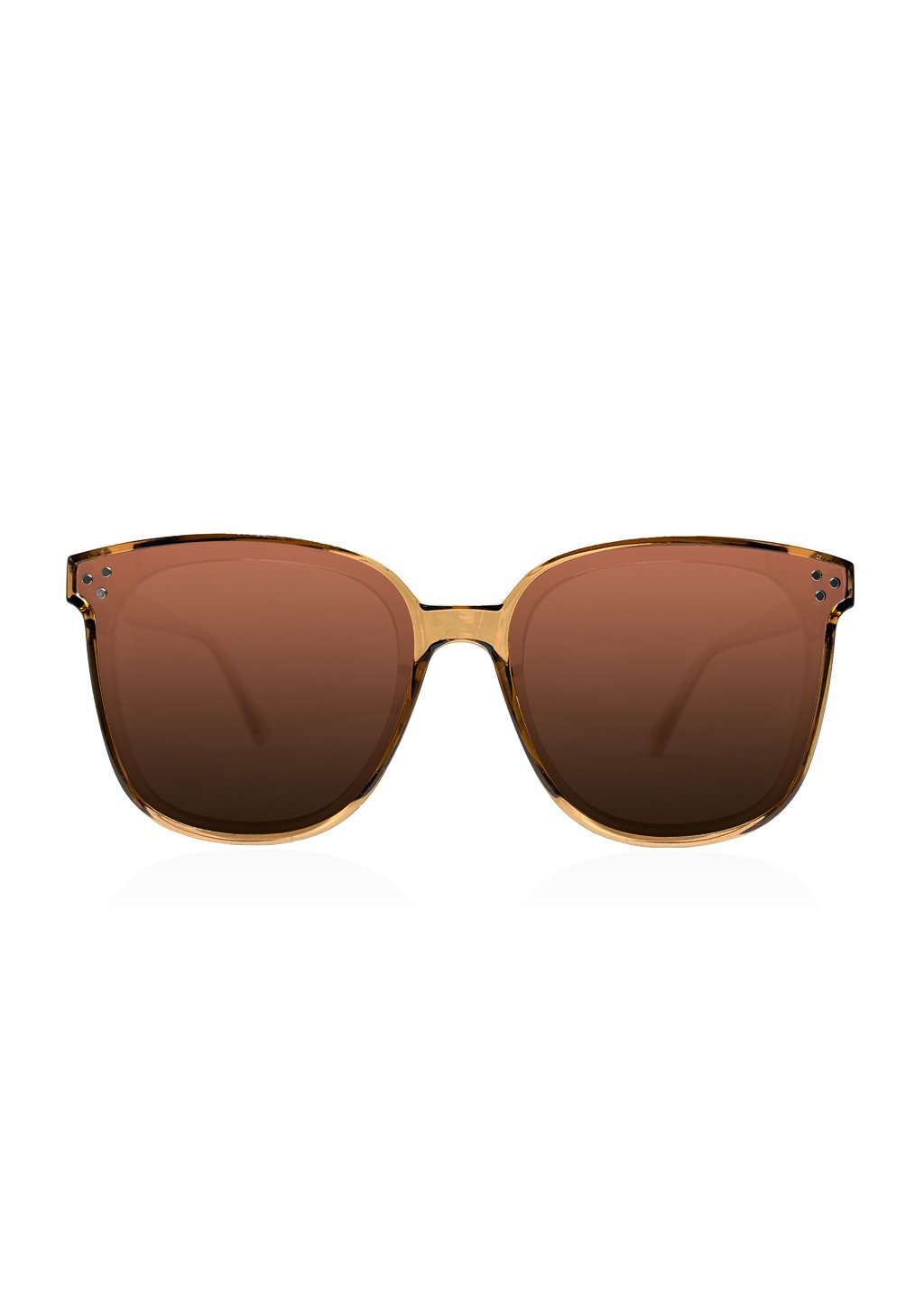 A pair of Jasmine sunglasses from the Babylon Series featuring a classic wayfarer shape and vibrant colors, set against a rustic wooden background.