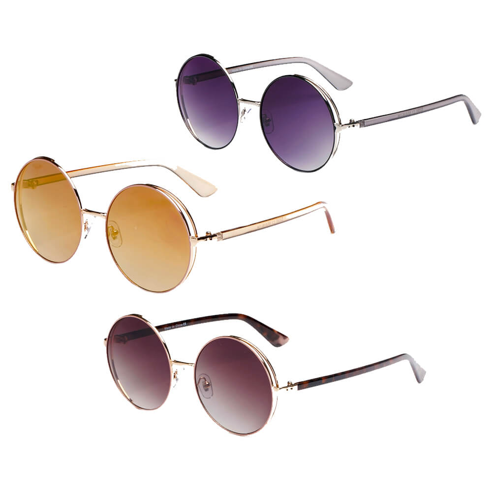 KARLSTAD Women's Classic Round Lennon Fashion Sunglasses featuring a luxurious design with halo effects.